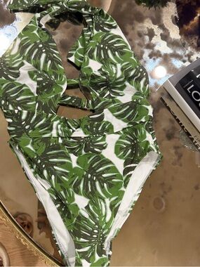 Adore Me Green Tropical Leaf One-Piece Swimsuit size M